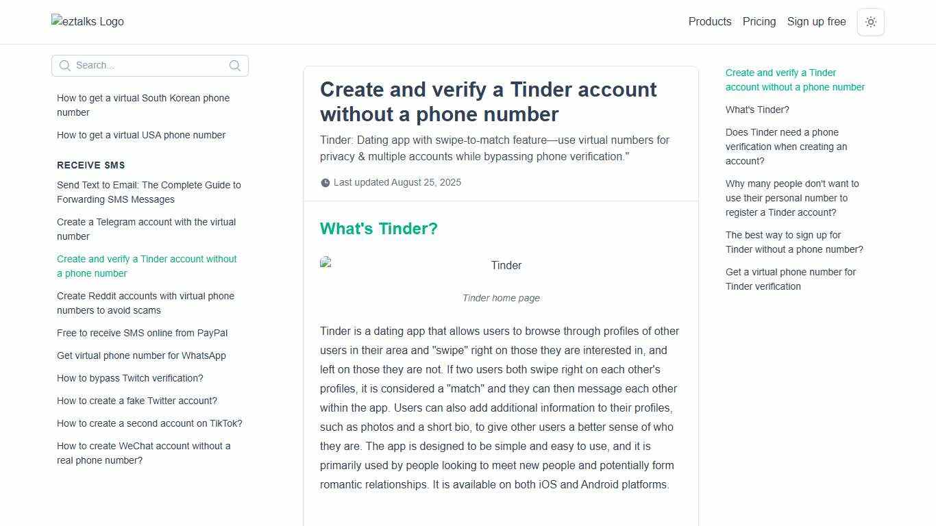 Create and verify a Tinder account without a phone number eztalks Blog