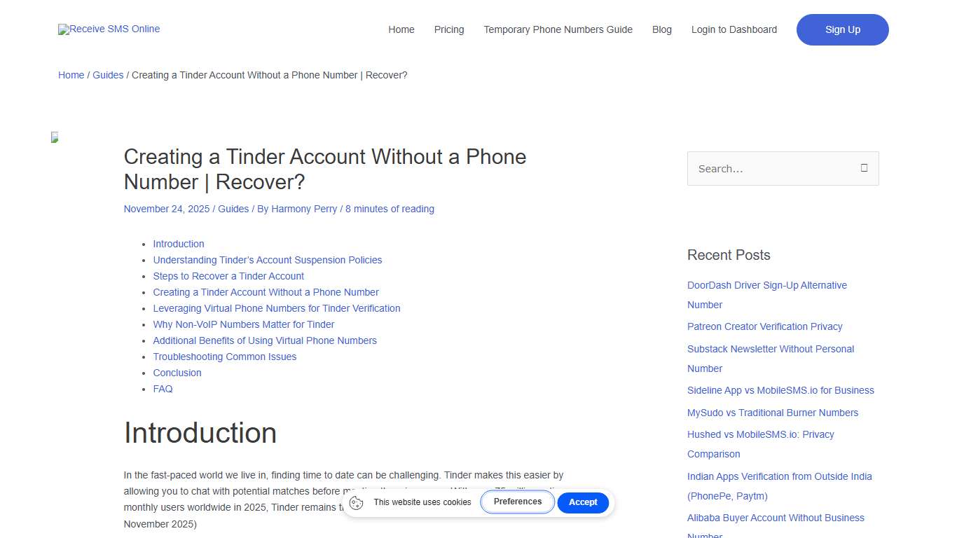Creating a Tinder Account Without a Phone Number Recover?